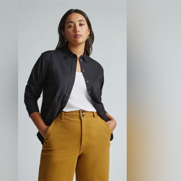 EVERLANE THE MUST HAVE SILKY COTTON RELAXED SHIRT IN BLACK•SIZE 2•NWT! - Picture 1 of 6